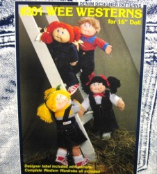 301 CPK CABBAGE PATCH  WEE WESTERNS 16'' DOLL SEW CLOTHES PATTERN,KNIT LEAFLET